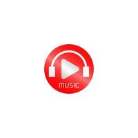 Audio-Streaming-Kanal-Logo-Designkonzept, rote, weiße, abgerundete Ellipsen-Logo-Vorlage vektor
