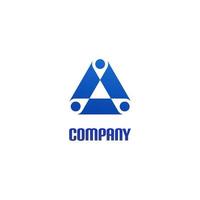 Drei-Punkte-Element, blaues Dreieck-Logo-Konzept, Kreisvernetzung, Personalwesen, Logo-Design-Vorlage für soziale Unternehmen vektor