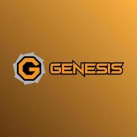 bokstaven g alfabetisk logotyp designmall, genesis logo koncept, kugghjulsikon, svart, grå, orange, stark och skarp vektor