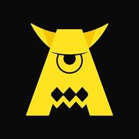 Buchstabe a und Monster-Logo-Konzept. Flaches, minimalistisches, modernes, einfaches und einzigartiges Logo. geeignet für logo, symbol, symbol und zeichen. wie Maskottchen, Initiale, Gefahrenlogo oder T-Shirt-Design
