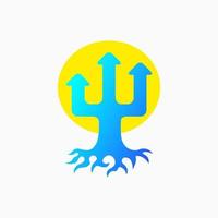 Baum und Pfeil nach oben Logokonzept. Kombination, flaches, einfaches, modernes und sauberes Logo. gelb und blau. geeignet für logo, symbol, symbol und zeichen. wie Finanzen, Versicherungen und Erfolgslogo vektor