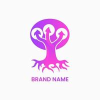 Baum und Pfeil-Logo-Konzept. modernes, farbverlaufs-, kombinations-, einfaches und sauberes logo. Pink und lila. geeignet für logo, symbol, symbol und zeichen. wie Finanz- oder Naturlogo vektor