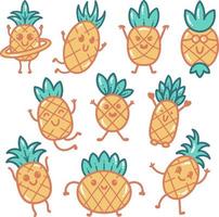 Ananas-Cartoon-Doodle-Illustration vektor