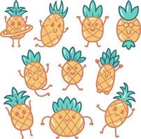 ananas tecknad doodle illustration vektor