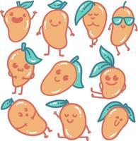 mango tecknad klistermärke pack vektor
