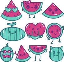 vattenmelon tecknad doodle illustration vektor