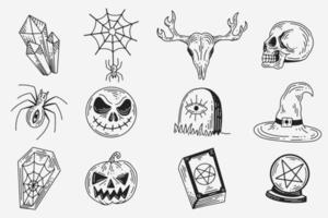 set samling mystiska himmelska mörk helig enkel minimalism tatuering clipart symbol utrymme doodle esoteriska element vintage illustration vektor