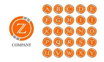 bokstaven a till z alfabetets logotyppaket. digitalt logotyppaket för mynt, designmall, logotyp för kryptovaluta, grå, orange, ellips, rundad, virtuella pengar, valuta vektor