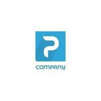 Buchstabe p alphabetisches Logo-Konzept, Lettermark-Design-Vorlage, blauer quadratischer Hintergrund. flaches Design mit langem Schatten, einfachem und sauberem Logo vektor