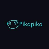 Pika Pika-Logo-Design-Vorlage, Tier-Logo-Konzept, Tosca-Blau, einfach und sauber vektor