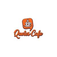zitiert Café-Logo-Design-Vorlage, Logo-Konzept aufrufen, Anführungszeichen-Element, grau, orange, Kaffeetassen-Symbol vektor