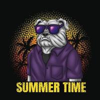 Bulldogge bereit Urlaub Sommerzeit Vektor-Illustration vektor