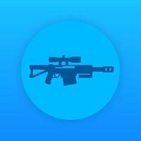 Scharfschützengewehr-Symbol, Vektorsymbol auf Blau vektor