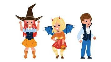 Kinder, die Halloween-Festival-Kostümvektor tragen vektor