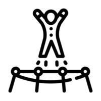 Akrobat springt auf Trampolinlinie Symbol Vektor Illustration