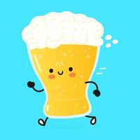 söta roliga rinnande glas öl. vektor handritad tecknad kawaii karaktär illustration ikon. isolerad på vit bakgrund. kör glas öl koncept