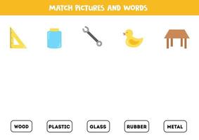 matcha bilder och ord. logiskt pussel för barn. vektor