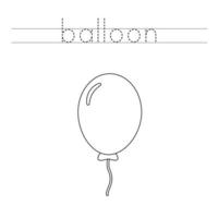 Verfolgen Sie die Buchstaben und färben Sie den Cartoon-Ballon. Handschriftübungen für Kinder. vektor