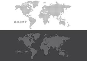 Svartvitt prickad världskarta vektor