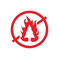 Kreis mit Querlinie Verbot Baum Feuer Logo Design, Vektorgrafik Symbol Symbol Illustration kreative Idee vektor