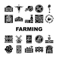 ekologiskt ekologiskt jordbruk samling ikoner set vektor