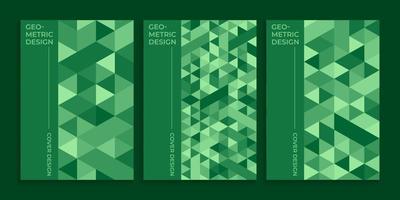 grönt bokomslag med geometriska trianglar design vektor