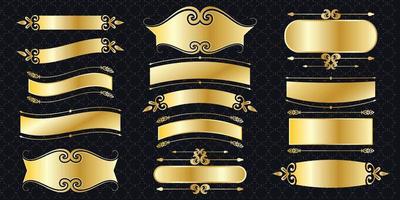 rahmen set grenze kunstvoll vintage golden klassisch dekorativ antike elemente grafik banner dekorationelegante sammlung bündel vektor