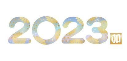 år 2023, kaninens år, logotyp dekorerad med japanska vintagemönster. vektor illustration isolerad på en vit bakgrund.