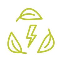 Öko-Energie mit Blatt. grüne Blätter mit Bolzensymbol. recyceln und elektrisches symbol. erneuerbare Energie vektor