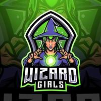 Wizard girls esport maskot-logotypdesign vektor