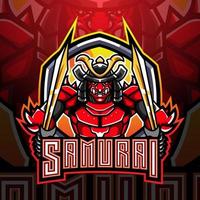 Samurai-Krieger-Esport-Maskottchen-Logo-Design vektor