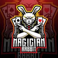 magier kaninchen esport maskottchen logo design vektor