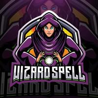 Wizard spell esport maskot logotypdesign vektor