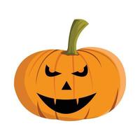 Kürbislaternendesign mit scharfen Zähnen auf weißem Hintergrund für Halloween. Kürbislaternendesign für Halloween-Event mit oranger und grüner Farbe. Kostümelementdesign mit Kürbis. vektor