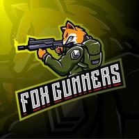 Fox Gunners esport Logo-Design vektor