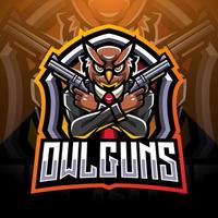 Owl Gunners esport maskot logotypdesign vektor