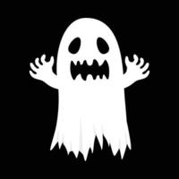 halloween skrämmande vit spöke design på en svart bakgrund. spöke med abstrakt formdesign. halloween vit spöke part element vektor illustration. spökvektor med ett läskigt ansikte.