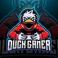 Duck gamer esport maskot-logotypdesign vektor