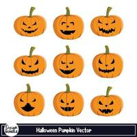 halloween skrämmande pumpa lykta vektor design på en vit bakgrund. pumpa lykta design med djävulen leende och orange färg. halloween spöklik pumpa design samling.