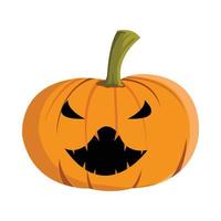 halloween gespenstisches kürbislaternendesign mit einem furchtsamen teufelsgesicht auf einem weißen hintergrund. Kürbisvektordesign für Halloween-Veranstaltung mit oranger Farbe. Halloween-Kostüm-Element-Design. vektor