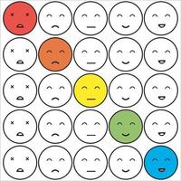 Vektor-Smiley-Gesichter zum Bewerten oder Überprüfen von Feedback-Rate-Ranglisten-Bundle-Sets vektor