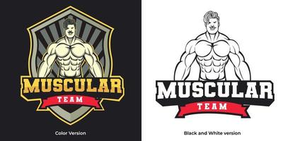 muskelstyrka maskot. esport-logotypdesign vektor