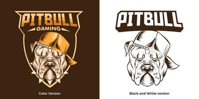 pitbull esport logotyp maskot design vektor
