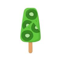 popsicle med kiwi. kan användas för affisch, tryck, kort och kläddekoration, för matdesign och glassbutikslogotyp. vektor