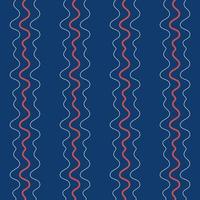 röd och vit våglinje på marinblå färgbakgrund, sömlös bakgrund. vektor