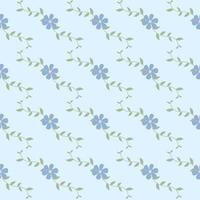 sömlösa mönster av blå blommor och grön lämna på blå bakgrund. vektor