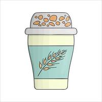 Vektor farbiges Joghurt-Pack-Symbol. hand gezeichnetes organisches frisches milchprodukt lokalisiert auf weißem hintergrund. naturkostillustration. Verpackungsdesign für Joghurt.
