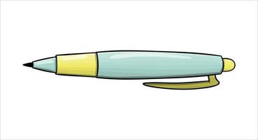 Kugelschreiber-Symbol. vektorfarbenes Briefpapier, Schreibmaterial, Büro- oder Schulbedarf isoliert auf weißem Hintergrund. Cartoon-Stil vektor