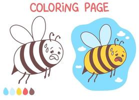 bee målarbok rolig och söt doodle vektor illustration illustration