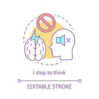 Denkkonzept Symbol. pause idee dünne linie illustration. Ruhe, Entspannung. Stressüberwindung. besorgniserregend. emotionale Ruhe. langsames sorgfältiges Nachdenken. Vektor isoliert Umrisszeichnung. editierbarer Strich